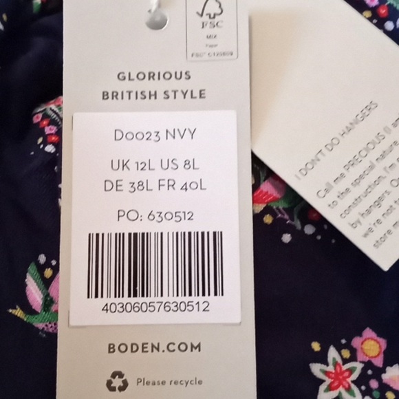 NWT 8L Boden Clara jersey dress in navy, pretty bird print - Picture 8 of 12